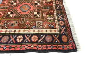 Vintage Maroon Red Geometric 2'2X9'4 Karajeh Persian Runner Rug
