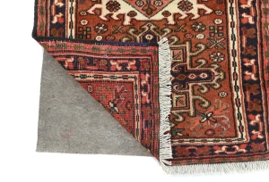 Vintage Rusty Red Geometric 2'5X9'5 Karajeh Persian Runner Rug