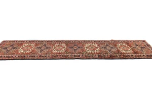 Vintage Rusty Red Geometric 2'5X9'5 Karajeh Persian Runner Rug