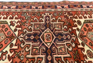 Vintage Rusty Red Geometric 2'5X9'5 Karajeh Persian Runner Rug