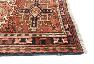 Vintage Rusty Red Geometric 2'5X9'5 Karajeh Persian Runner Rug