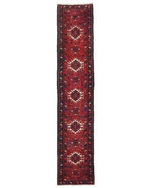 Vintage Red Geometric 2'3X12'1 Karajeh Persian Runner Rug