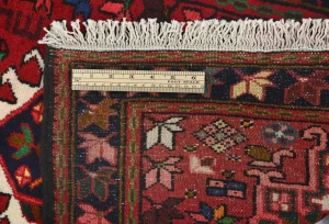 Vintage Red Geometric 2'3X12'1 Karajeh Persian Runner Rug