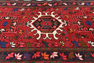 Vintage Red Geometric 2'3X12'1 Karajeh Persian Runner Rug