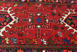 Vintage Red Geometric 2'3X12'1 Karajeh Persian Runner Rug
