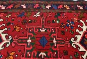 Vintage Red Geometric 2'3X12'1 Karajeh Persian Runner Rug