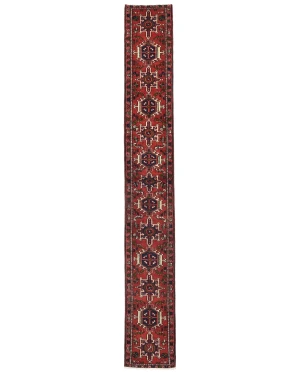 Vintage Red Tribal 1'11X13'5 Karajeh Persian Runner Rug