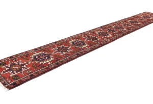 Vintage Red Tribal 1'11X13'5 Karajeh Persian Runner Rug