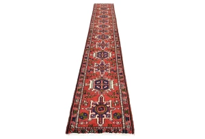 Vintage Red Tribal 1'11X13'5 Karajeh Persian Runner Rug