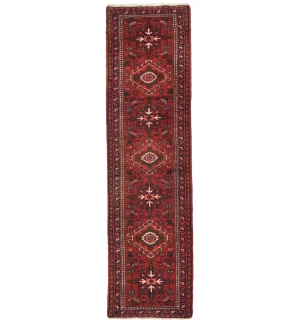 Vintage Red Geometric 2'4X9'6 Karajeh Persian Runner Rug