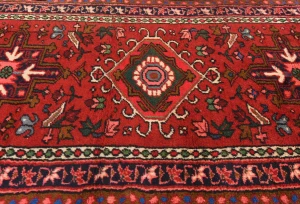 Vintage Red Geometric 2'4X9'6 Karajeh Persian Runner Rug