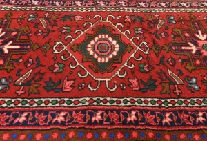 Vintage Red Geometric 2'4X9'6 Karajeh Persian Runner Rug