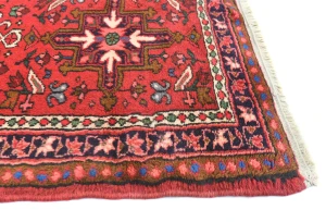 Vintage Red Geometric 2'4X9'6 Karajeh Persian Runner Rug