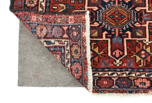 Vintage Maroon Red Geometric 3X10 Karajeh Persian Runner Rug