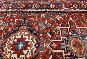 Vintage Maroon Red Geometric 3X10 Karajeh Persian Runner Rug