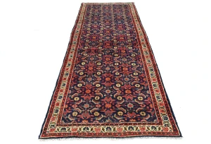 Vintage Purple-navy Floral 3'6X9'9 Mahal Persian Runner Rug