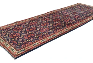 Vintage Purple-navy Floral 3'6X9'9 Mahal Persian Runner Rug