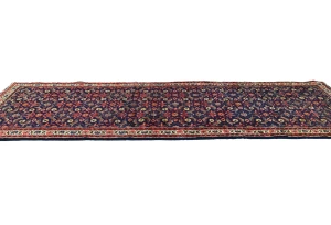 Vintage Purple-navy Floral 3'6X9'9 Mahal Persian Runner Rug
