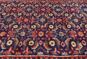 Vintage Purple-navy Floral 3'6X9'9 Mahal Persian Runner Rug