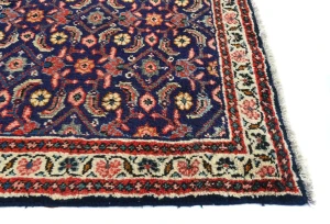 Vintage Purple-navy Floral 3'6X9'9 Mahal Persian Runner Rug