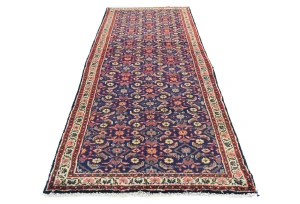 Vintage Purple-navy Floral 3'6X9'9 Mahal Persian Runner Rug