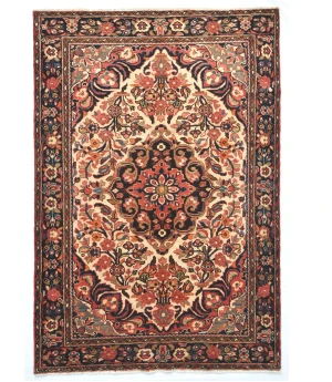 Cream Floral Tribal 5'0X8'5 Hamedan Persian Rug