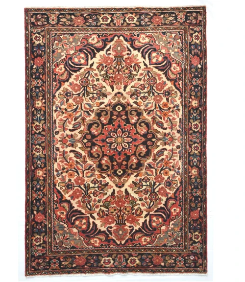 Cream Floral Tribal 5'0X8'5 Hamedan Persian Rug