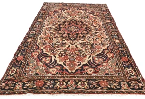 Cream Floral Tribal 5'0X8'5 Hamedan Persian Rug