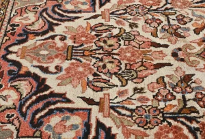 Cream Floral Tribal 5'0X8'5 Hamedan Persian Rug