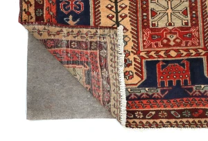 Vintage Purple-navy Geometric Tribal 4X10 Meshkin Persian Runner Rug