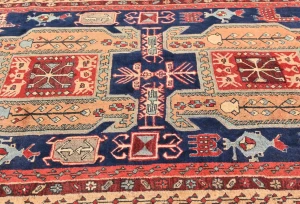 Vintage Purple-navy Geometric Tribal 4X10 Meshkin Persian Runner Rug