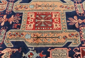 Vintage Purple-navy Geometric Tribal 4X10 Meshkin Persian Runner Rug