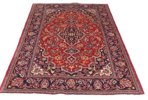 Vintage Red Traditional 3'6X5'4 Kashan Persian Rug