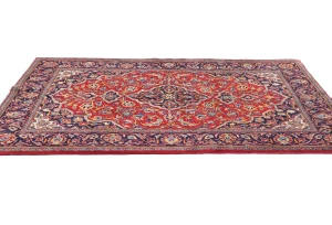 Vintage Red Traditional 3'6X5'4 Kashan Persian Rug