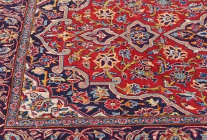 Vintage Red Traditional 3'6X5'4 Kashan Persian Rug