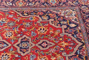 Vintage Red Traditional 3'6X5'4 Kashan Persian Rug