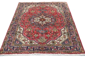 Vintage Red Traditional 3X5 Tabriz Persian Rug