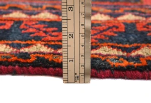 Vintage Red Geometric Tribal 4'4X7'7 Hamedan Persian Rug