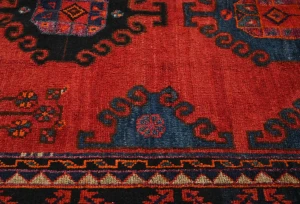 Vintage Red Geometric Tribal 4'4X7'7 Hamedan Persian Rug