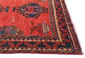 Vintage Red Geometric Tribal 4'4X7'7 Hamedan Persian Rug