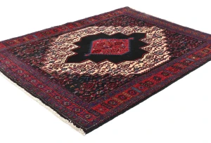 Vintage Geometric Plum 4X5 Bidjar Persian Rug