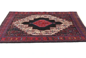 Vintage Geometric Plum 4X5 Bidjar Persian Rug