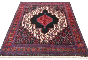 Vintage Geometric Plum 4X5 Bidjar Persian Rug