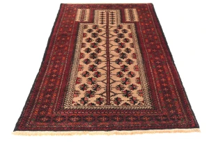 Vintage Cream Tribal 3X5 Balouch Persian Rug