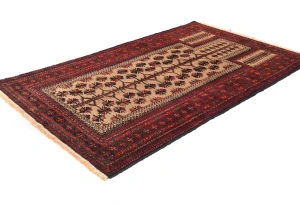 Vintage Cream Tribal 3X5 Balouch Persian Rug