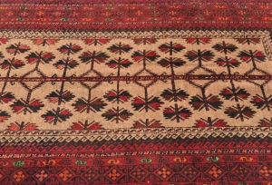 Vintage Cream Tribal 3X5 Balouch Persian Rug