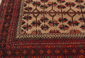 Vintage Cream Tribal 3X5 Balouch Persian Rug