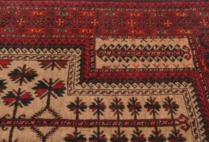 Vintage Cream Tribal 3X5 Balouch Persian Rug
