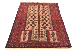 Vintage Cream Tribal 3X5 Balouch Persian Rug