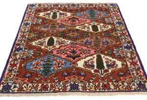 Vintage Rusty Red Floral 3X5 Bakhtiari Persian Rug
